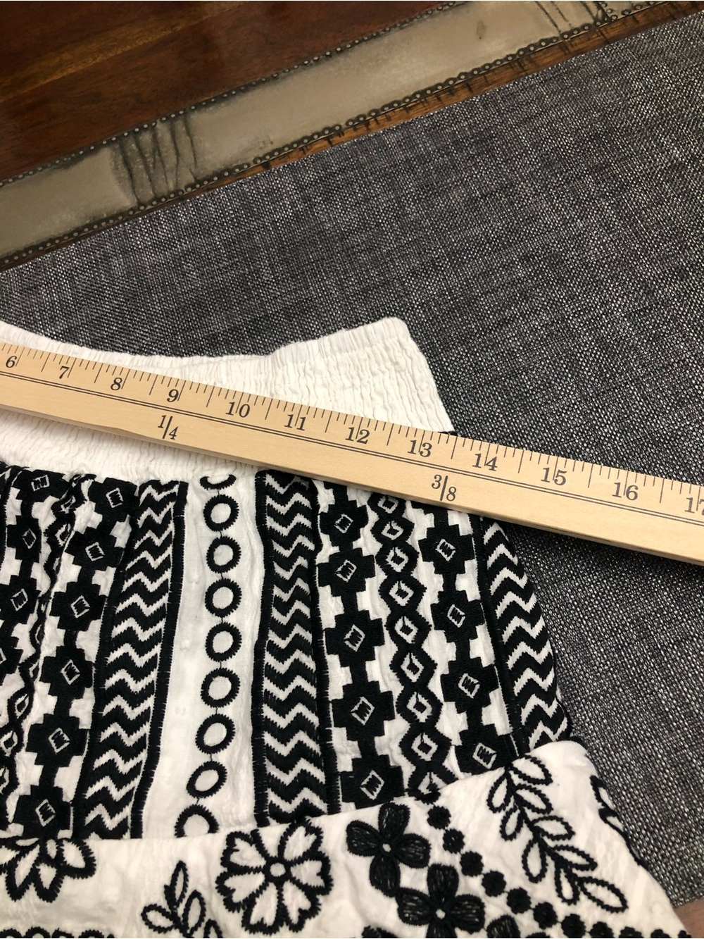 Savanna Jane White Skirt with Black Embroidered Floral & Geometric Design Medium - Picture 2 of 6